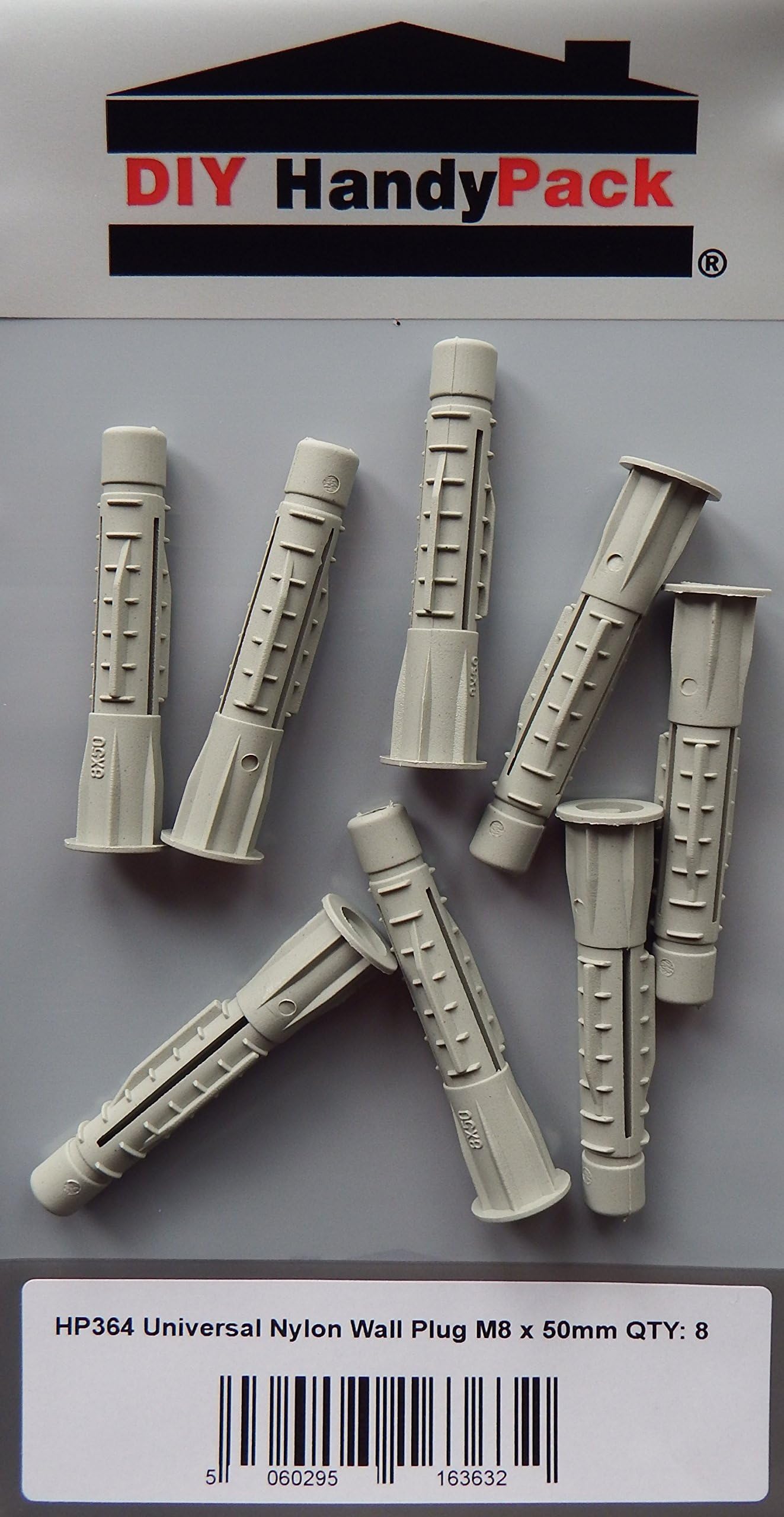 DIY HandyPack - Universal Nylon Wall Plugs M8 x 50mm (Pk8)