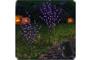 LJLNION Lighted Halloween Tree Branches, 30IN 100LED Artificial Black Twig Branch with Purple Fairy Lights, Built-in Timer & Battery Operated, Waterproof for Indoor Outdoor Office Bedroom Party Decorations
