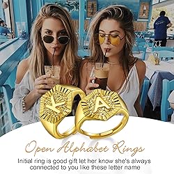 U7 Trendy A-Z Letter Gold Plated Adjustable Opening