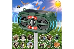 HOMEDA Ultrasonic Animal Repeller,Solar Powered Animal Repellent Outdoor Cat Repellent Dog Deterrent Waterproof Ultrasonic Bird Repellent with Motion Sensor for Squirrel Rabbit Fox Raccoon,Yard Garden Farm