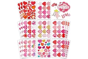 DUJAA Heart Stickers for Kids, Valentines Day Colorful Heart Stickers Valentine's Day Love Decorative Stickers Valentine's Day Party Favors Supplies