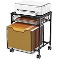 Rolling File Cabinet Cart, Printer Stand with Storage Drawer, Mobile Filing Cabinet on Lockable Wheel, Printer Cart with Hanging File Folder Organizer Beside Under Desk for Office Home(Patent Pending)