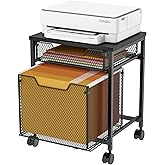 Rolling File Cabinet Cart, Printer Stand with Storage Drawer, Mobile Filing Cabinet on Lockable Wheel, Printer Cart with Hanging File Folder Organizer Beside Under Desk for Office Home(Patent Pending)