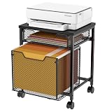 Rolling File Cabinet Cart, Printer Stand with Storage Drawer, Mobile Filing Cabinet on Lockable Wheel, Printer Cart with Hanging File Folder Organizer Beside Under Desk for Office Home(Patent Pending)