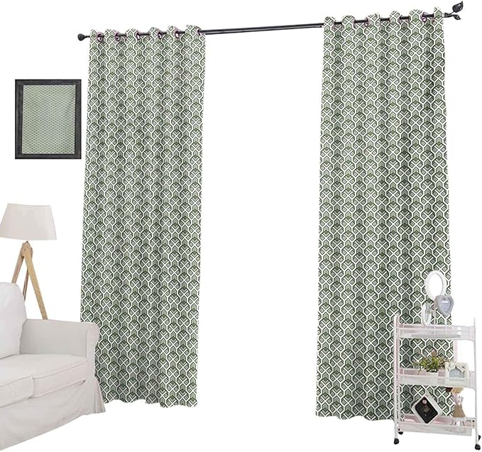 YUAZHOQI Cortina abstracta de rombos y rayas monocromáticas composición