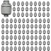 HDHAODA Conduit Connectors, 1/2 Inch, Straight, Grey, 100-Pack | Liquid Tight Connector, NPT, Non-Metallic, for PVC Electrical Flexible Conduit Fittings, 180 Degree, UL Listed