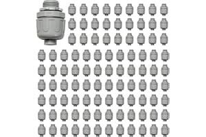 HDHAODA Conduit Connectors, 1/2 Inch Liquid Tight Connector NPT Non-Metallic for PVC Electrical Flexible Conduit Fittings, 180 Degree Straight, UL Listed for Home Outdoor Tubes Tools, Grey (100-Pack)