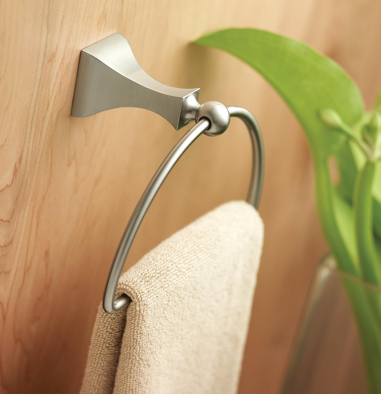 Moen DN8386BN Retreat Collection Bathroom Hand Towel Ring with Hardware, Brushed Nickel - Hand Towel Ring For Bathroom - 