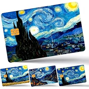 4PCS Rotating Starry Sky Credit Card Skin,Bank Debit Cards Stickers Cover | Waterproof Card Skin for Transportation Amex Metr