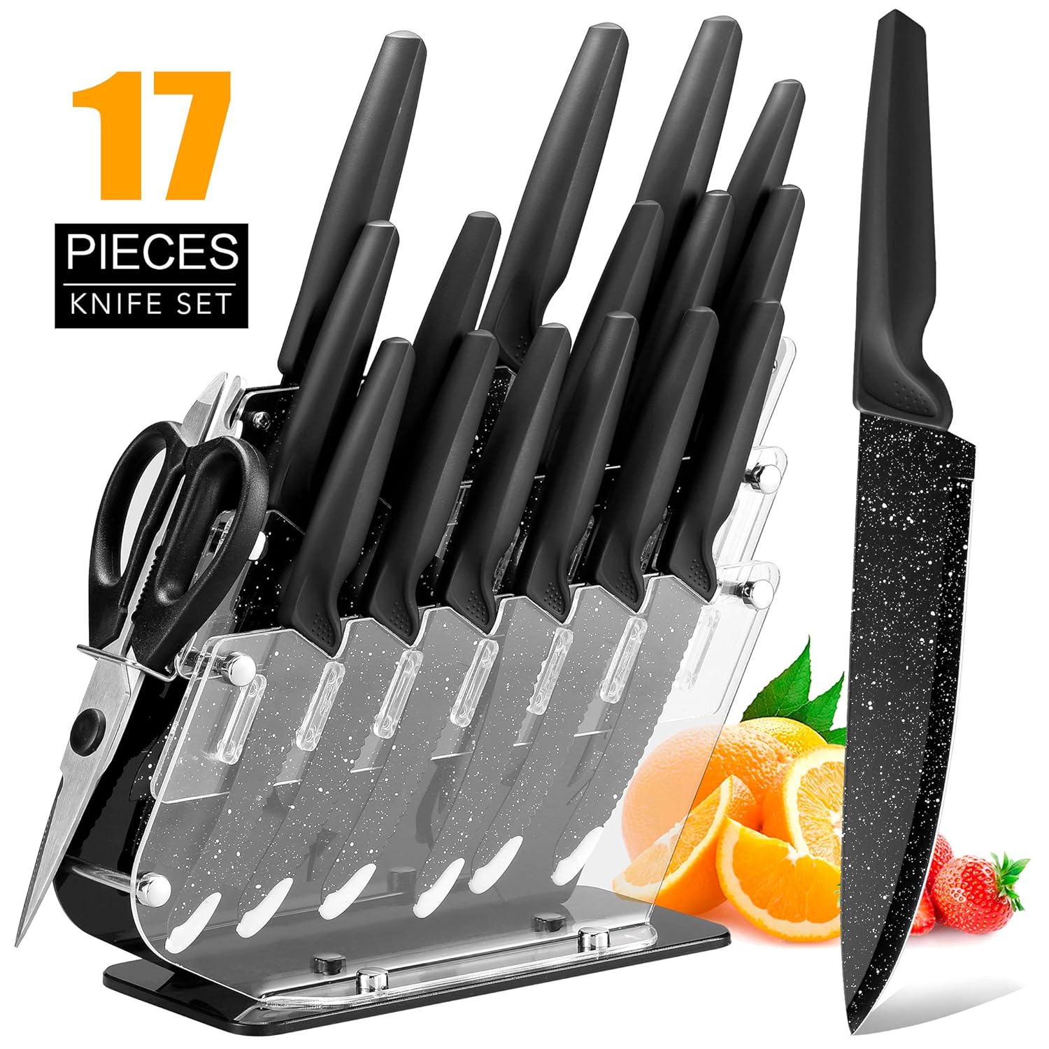Knife Set HOBO 17 Piece Kitchen Knives Set Stainless Steel Chef