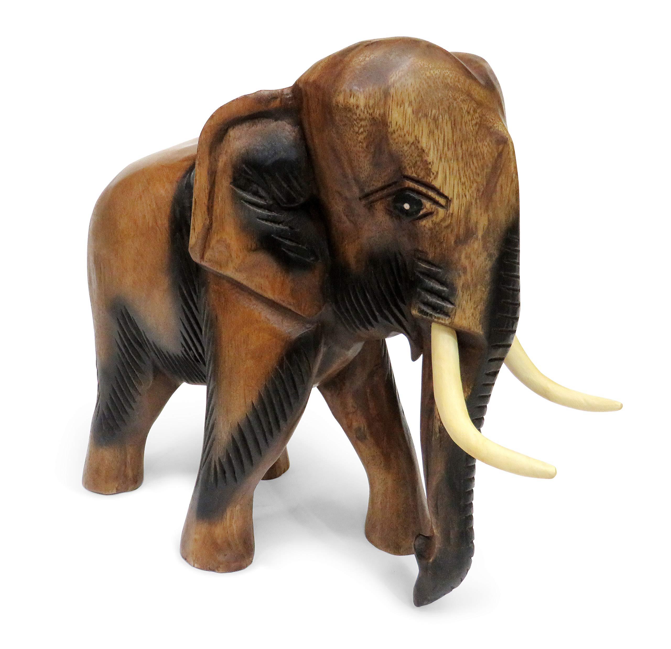 Purity Style Wooden Elephant Ornament Carved Walking (Extra Large 28cm)