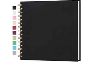 Dawnhua 8 x 8 Inch DIY Scrapbook Photo Album Linen Cover Scrap Book Photo Albums 40 Blank White Pages for Memory Book Travel Wedding Guest Book Baby Shower (Black Cover/40 Pages)