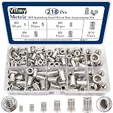 Vifmy Metric Rivet Nut Assortment Kit, 218Pcs M3-M10 Stainless Steel Rivnut | M3 M4 M5 M6 M8 M10 rivet nuts sert set UNC ,304 SS flat head rivenut combination, threaded insert rivi nut for metal