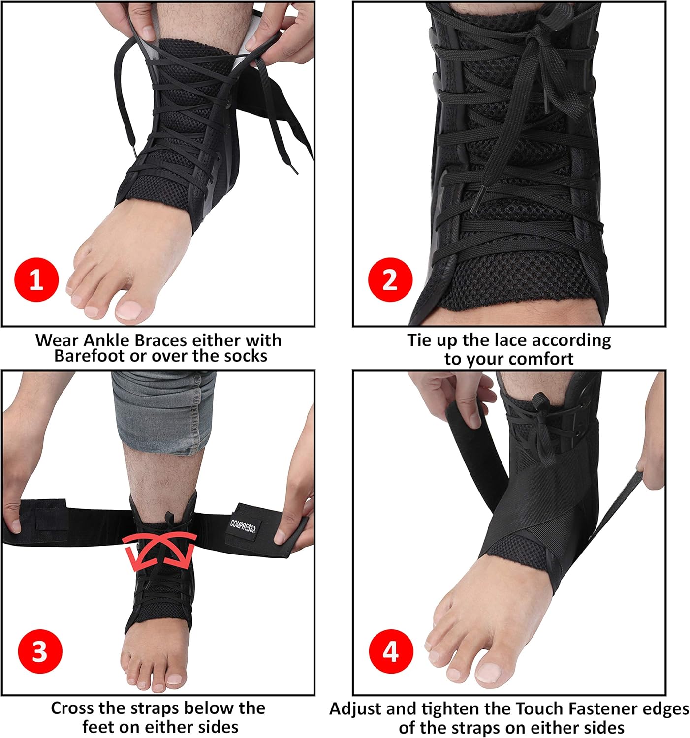 COMPRESSX Ankle Brace: Sports & Outdoors