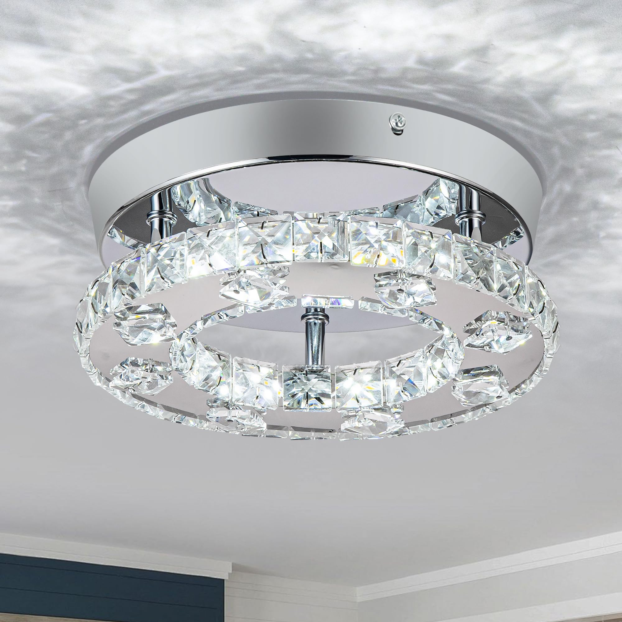 HOPGGIE Mini Crystal Chandelier LED Ceiling Light