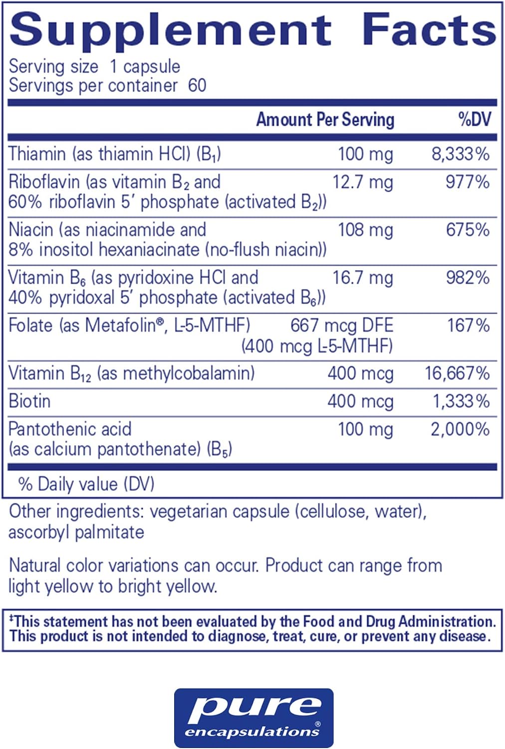 Pure Encapsulations - Vitamin B-Complex Plus - Balanced B Vitamin Formula with Active Folate - 60 Capsules - Image 3