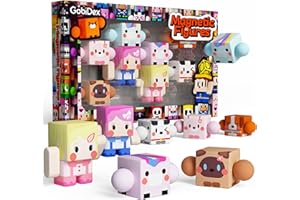 GobiDex 8PCS Magnetic Figures Playset Rotatable Animal & Character Toys for Kids, Toddlers Sensory Pretend Play Travel Toys Compatible with Magnet Blocks
