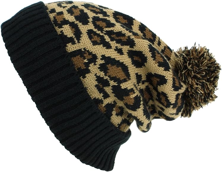leopard print bobble hat