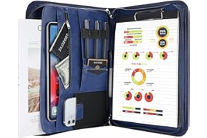 ProCase Portfolio Business Padfolio Folder with Zipper, Conference Meeting Executive File Legal Document Organizer with Pocke