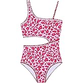 Girls Swimsiut One Piece Bathing Suit Adjustable Straps Cut Out Floral Swimwear, Size 9-16 Years