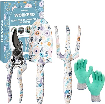 WORKPRO 4 Piece Garden Tools Set Stainless Steel Hand Tools with Ergonomic