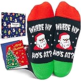 HAPPYPOP Christmas Kids Gifts - Light Up Santa Candy Cane Socks with Greeting Card