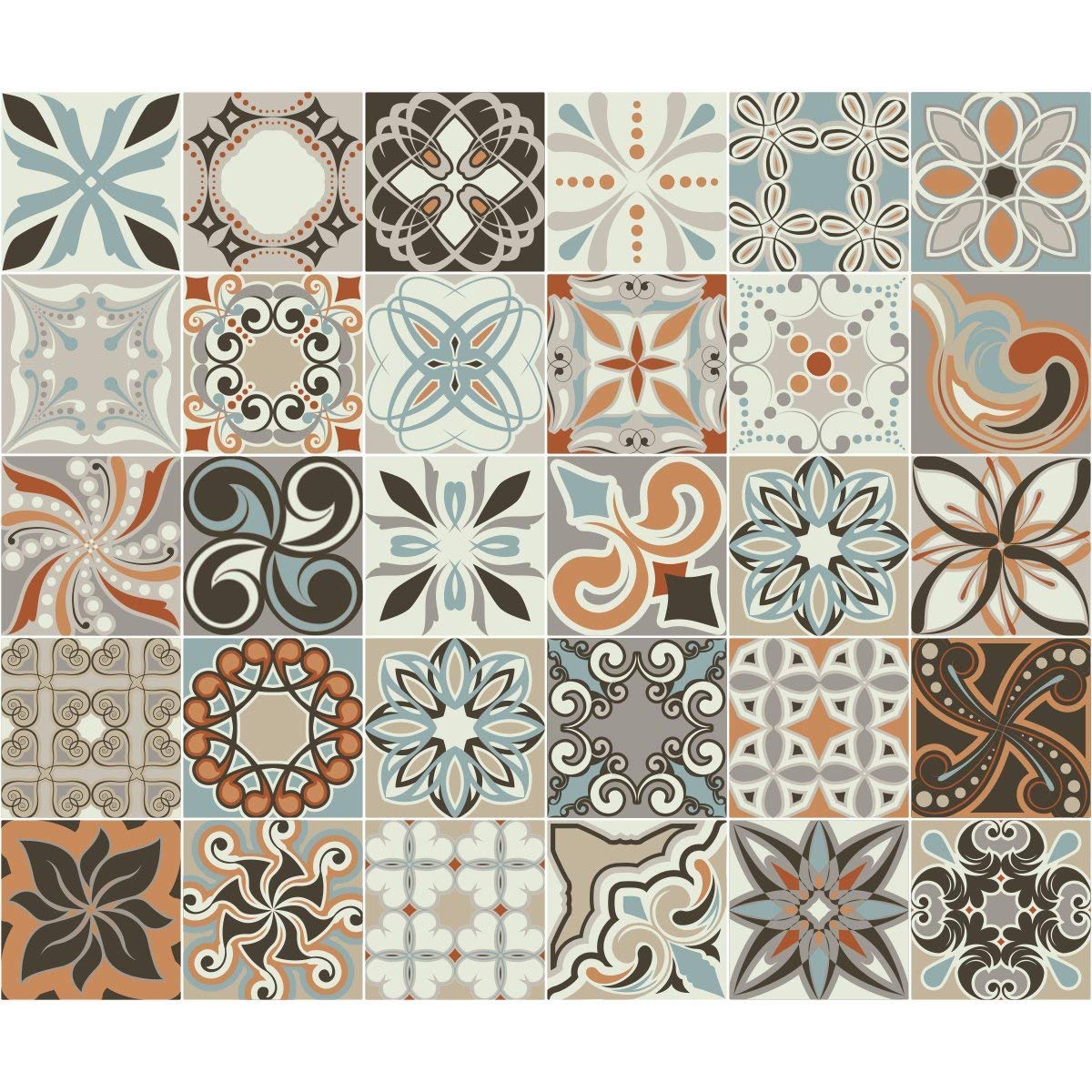 Ambiance Sticker Self-Adhesive Decorative Wall Decal Cement Tile for Bathroom and Kitchen Bali - Pack of 30 Stickers of 20 x 20 cm