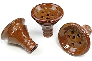 HOOKAH HABIBI Egyptian Handmade Premium Quality Large Wide Hookah Shisha Nargila Clay Bowl Light Brown Color 4"H x 3.5" W 1pcs ( Made In Egypt )