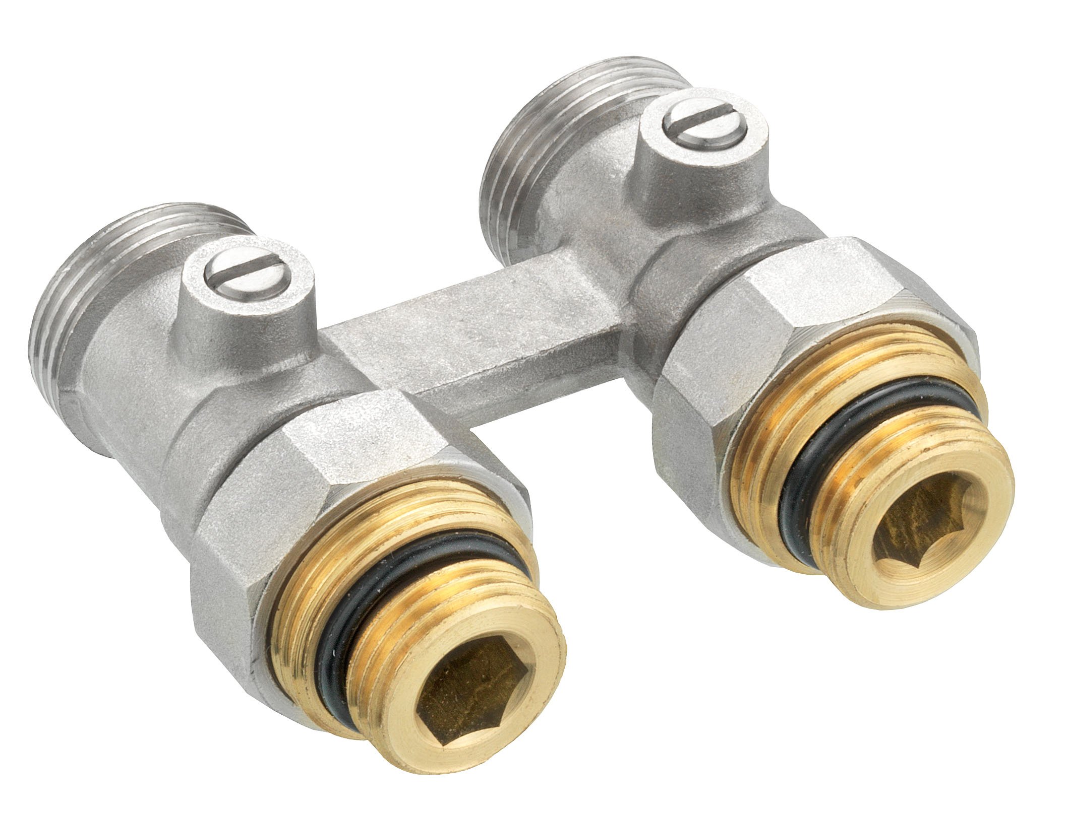 CORNAT VRS591510 Brass Plated Block Unit for Valved Radiation