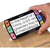 Eyoyo 4.3" Portable Digital Video Magnifier, Reading Aid for Low Vision | 6X-14X Zoom, 12 Color Modes &amp; Freeze Snapshot, Flip to Power on w/ 32GB Card Support, Foldable Reading Aid for Seniors