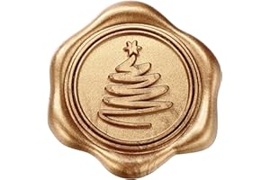 Yoption Christmas Tree Wax Seal Stickers, 50 Pieces Antique Gold Self Adhesive Wax Seal Stickers for Christmas, Party, Envelope, Gift Wrap