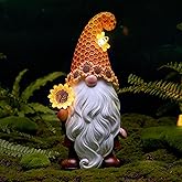 Olekki Garden Gnomes Outdoor - Sunflower Gnome Statue with Solar LED Lights for Yard, Patio, Lawn Ornaments - Best Garden Gifts for Mothers Day, Housewarming, Festival