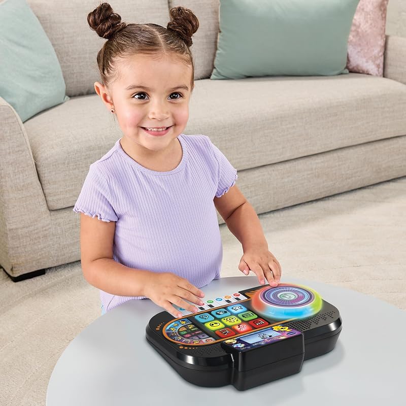 - DJ Mix Mesa de Mistura Infantil Júnior, Brinquedos Eletrónicos para Crianças +3 Anos, Painel Luminoso, Scratch Disc, Piano com 8 Teclas, 9 Canções, 27 Melodias e Minijogos, Versão ESP