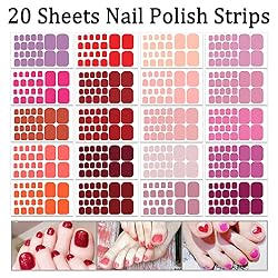 SILPECWEE Toe Nail Stickers Full Nail Wraps Red