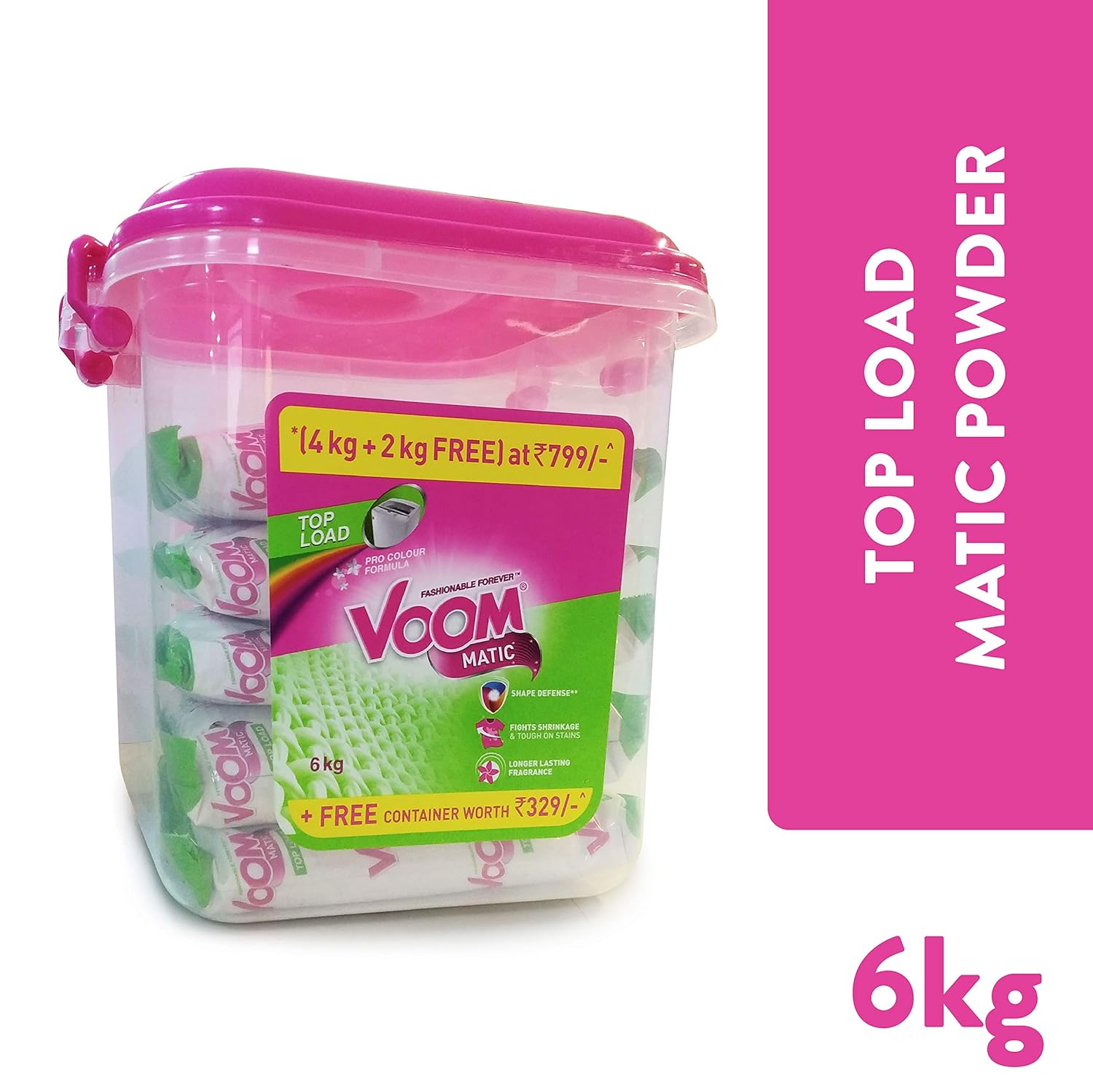 Voom Matic Top Load Detergent Powder, 4Kg + 2Kg FREE, Container FREE