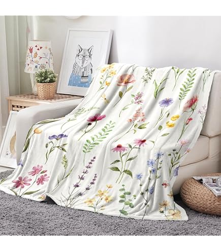 Wildflowers Fleece Blanket – Super Soft Plush Throw, 50x60 Inches, Floral Botanical Design For All Seasons - View #5