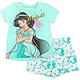 Disney Frozen Moana Princess Tiana Floral Peplum T-Shirt and French Terry Shorts Outfit Set Toddler to Big Kid