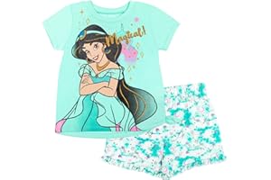 Disney Frozen Moana Princess Tiana Floral Peplum T-Shirt and French Terry Shorts Outfit Set Toddler to Big Kid