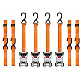 WINSTON PROD SmartStraps 14’ Premium Ratchet Straps, 4 Pack – 3,000lbs Break Strength, 1,000lbs Safe Work Load – Haul Heavy-Duty Loads Such As Boats and Appliances