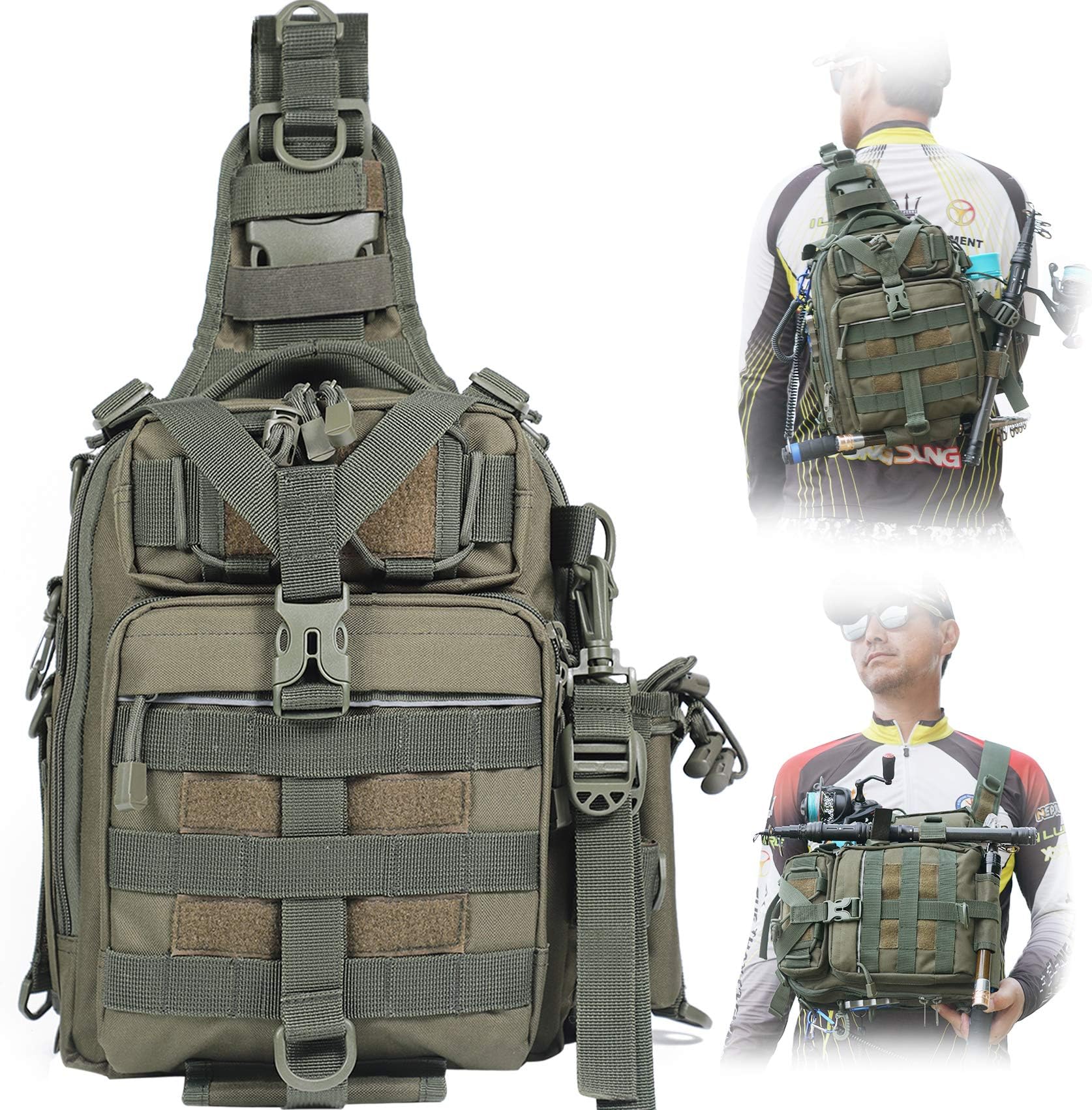 BLISSWILL Fishing Backpack Outdoor Tackle Bag Large Fishing Tackle Bag Water-Resistant Fishing Backpack with Rod Holder Shoulder Backpack