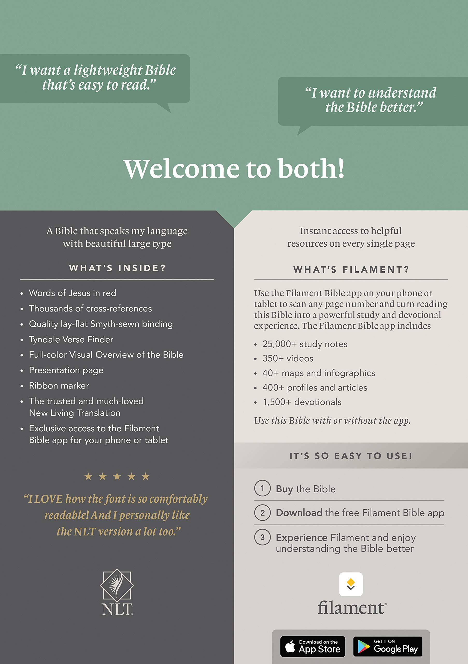 NLT Large Print Thinline Reference Bible, Filament Enabled (LeatherLike, Floral Leaf Teal, Red Letter): Includes Free Access to the Filament Bible App ... Notes, Devotionals, Worship Music, and Video