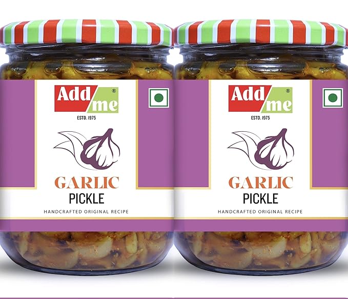 Add me Home Made Garlic Pickles 500gm + 500gm 1kg Lahsun Lassan ka Achar Glass Jar
