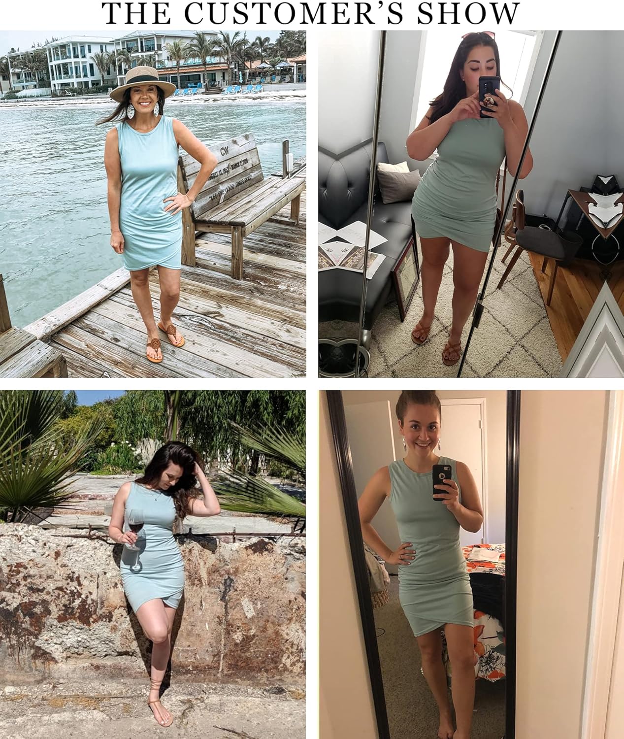 BTFBM Women Casual Crew Neck Ruched Sleeveless Tank Bodycon 2021 Shirt Short Mini Dresses: Clothing