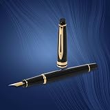 Waterman Expert Fountain Pen Gloss Black 23k Gold Trim Medium Nib Gift Box view 5
