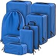 8 Set/4 Set Deluxe Compression Packing Cubes Travel - Maximize Space In Luggage With Patented HybridMax Double Capacity Design, Luxury Compressible Packing Cubes For Travel, Large, Small, & Medium