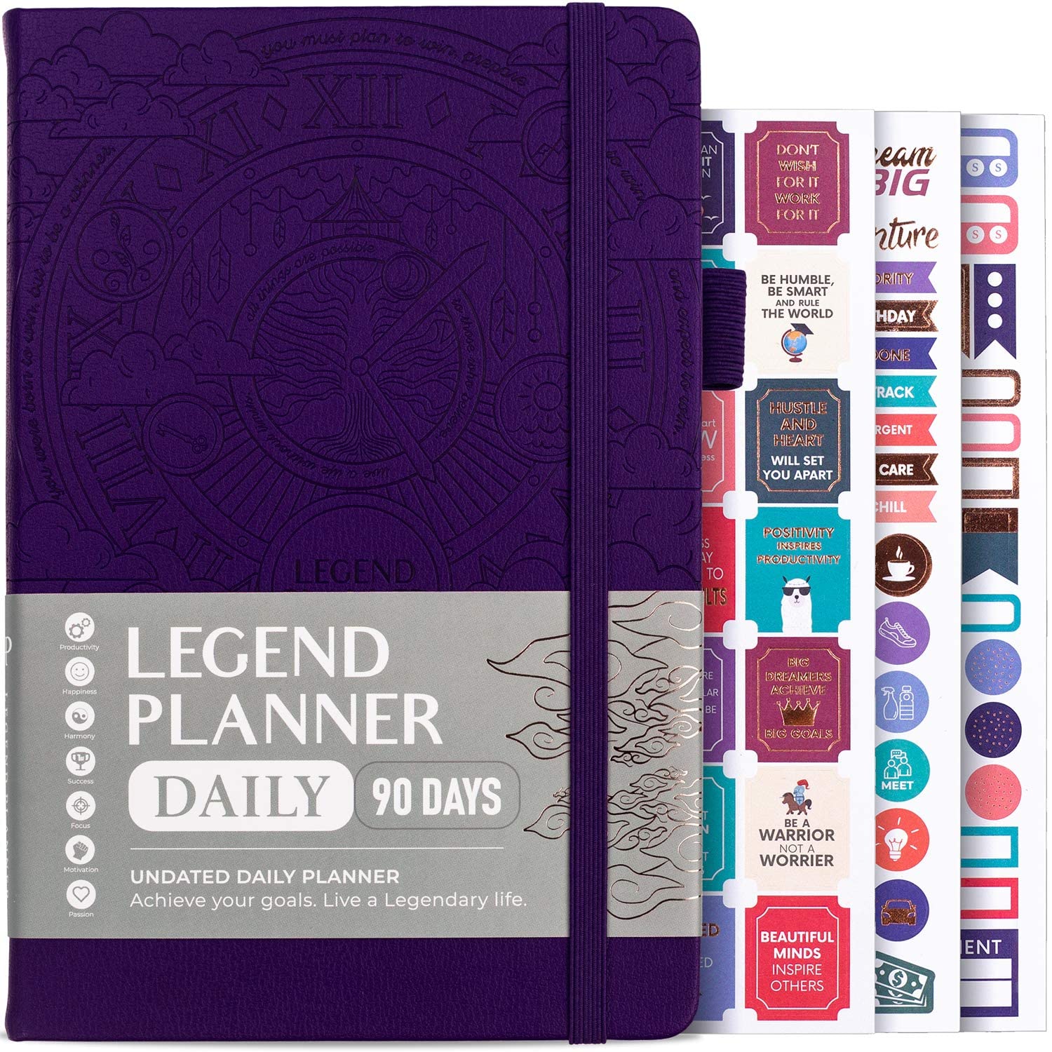 Legend Planner Daily for 3 Months – Undated Monthly Weekly & Daily Planner to Hit Goals. Organizer & Productivity Journal, A5 (Dark Purple)
