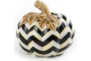 MACKENZIE-CHILDS Chevron Stripe Small Decorative Pumpkin for Fall Decor, Autumn Decorations for Home