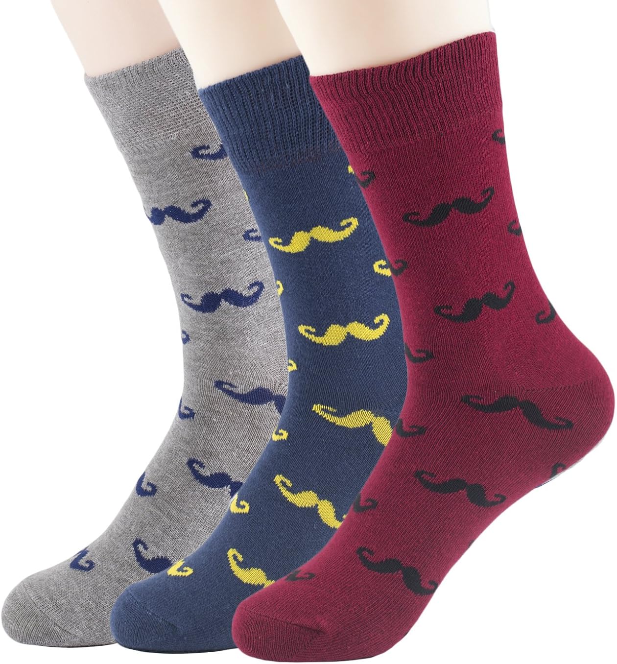 TooPhoto Mens Novelty Socks for Groomsmen Funny Mustache Colorful Crew
