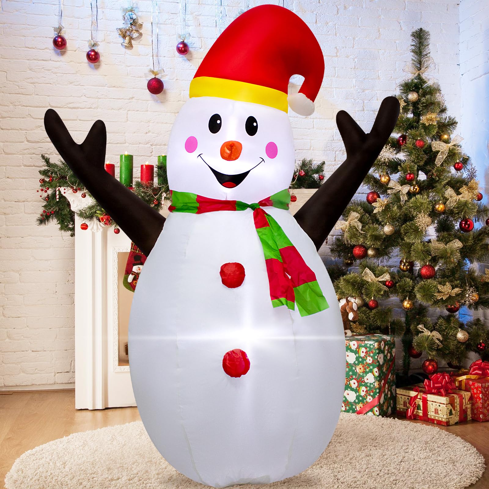 4ft Inflatable Snowman with LED Lights - Christmas Yard Decoration for Outdoor & Indoor, Lighted Snowman with Holiday Hat, Xmas Decor for Lawn, Garden, Party (Winter Holiday Decoration)