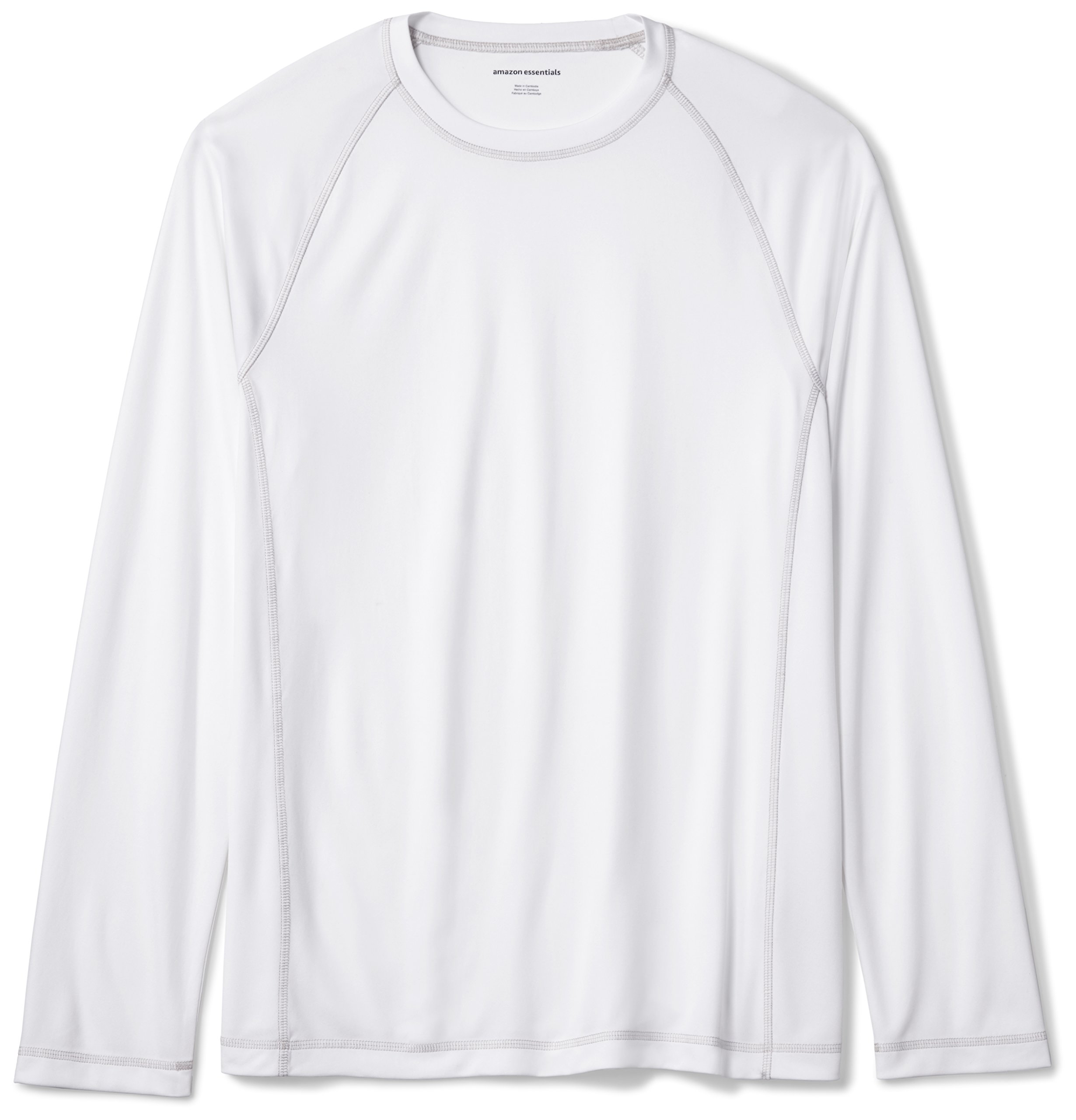 Photo 1 of xs Amazon Essentials Men's Long-Sleeve Quick-Dry UPF 50 Swim Tee, White, Small staining on neck 